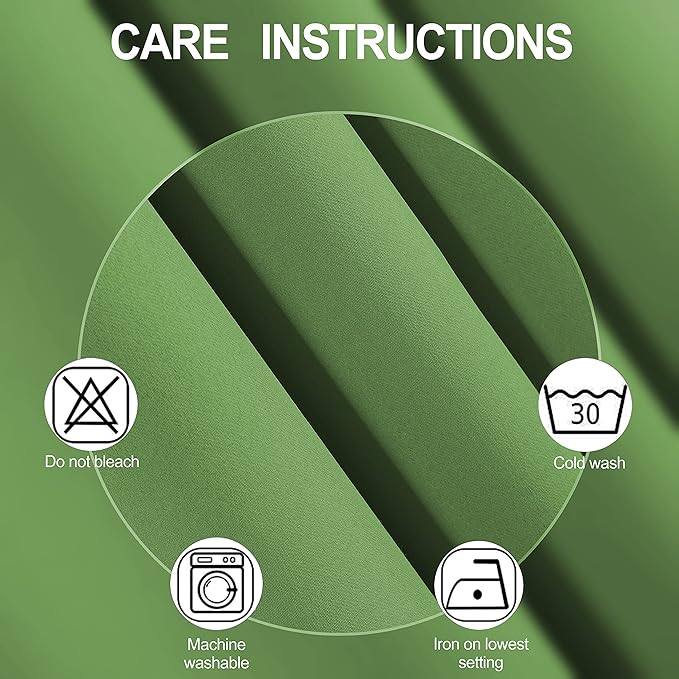 LEMOMO Light Green Blackout Curtains 38 x 54 Inch Length/Set of 2 Curtain Panels/Thermal Insulated Room Darkening Blackout Curtains for Bedroom