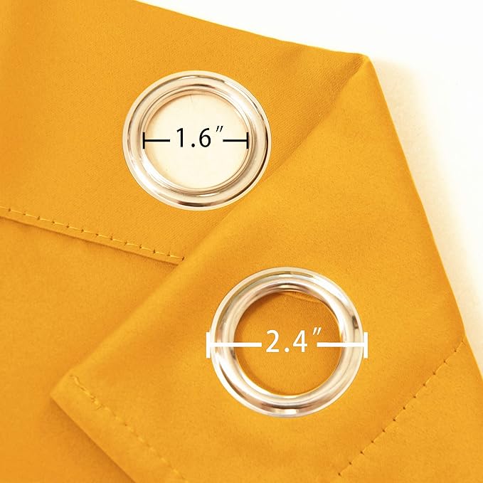LEMOMO Yellow Blackout Curtains/52 x 45 Inch Length/Set of 2 Panels Grommet Bedroom Curtains for Living Room Curtains