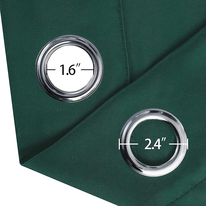 LEMOMO Dark Green Bedroom Blackout Curtains/38 x 63 Inch Long/Set of 2 Curtain Panels/Thermal Insulated Room Darkening Curtains for Bedroom
