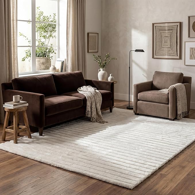 Nuloom SuperiorWash Collection Kai Off-White, 7'6" x 9'6", Fluffy and Cozy, High Traffic, Stain Resistant, Easy Clean, Durable Washable Area Rug for Bedroom, Living Room, Dining, Den, Foyer, Entryway