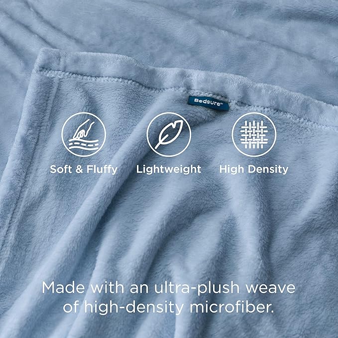 Bedsure GentleSoft Fleece Throw Blanket for Couch Light Blue - Lightweight Plush Fuzzy Cozy Soft Blankets and Throws for Sofa, 50x60 inches