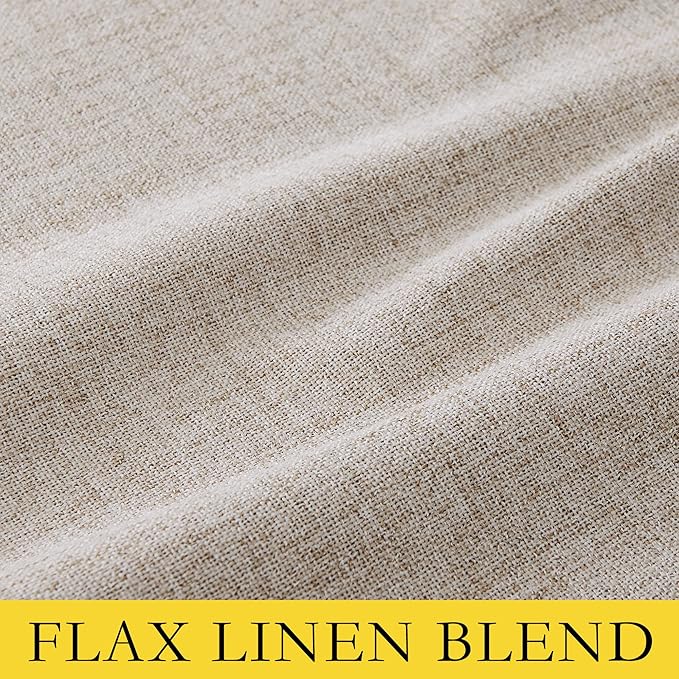 NICETOWN Oatmeal Vintage Open Linen Weave Flax Thermal Curtains, 100% Blackout Curtains 72" Long for Dining Room, Soundproof Window Treatment Drapes for Laundry Room, 62" Wide Per Panel, Set of 2