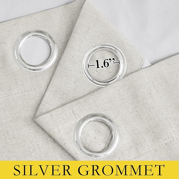 NICETOWN Linen Blackout Curtains for Kitchen, Ivory, 2 Panels, 34" Wide x 48" Long, Short Kitchen Burlap Linen 100% Blackout Drape Panels for Night Shift, Great Job for Blocking Light