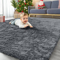 OLANLY 4x12 Area Rugs for Living Room Bedroom, Machine Washable Soft Fluffy Shaggy Bedside Rug, Indoor Floor Carpet for Kids Girls and Boys, Dorms, Nursery Rooms, Home Decor Aesthetic, Grey