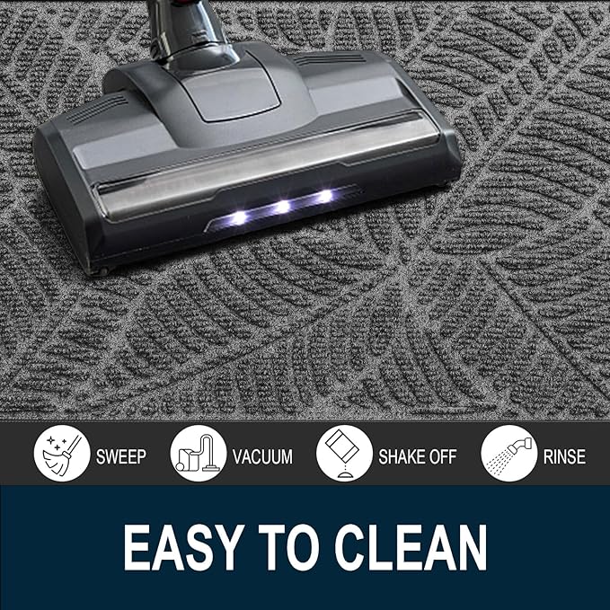 Colorxy Waterproof Doormat, Sturdy Natural Rubber Front Door Mats, Non Slip Low Profile Indoor Outdoor Entrance Mat, Stain Resistant Easy Clean Floor Mat for Patio or Entryway, 30''x17'', Dark Grey