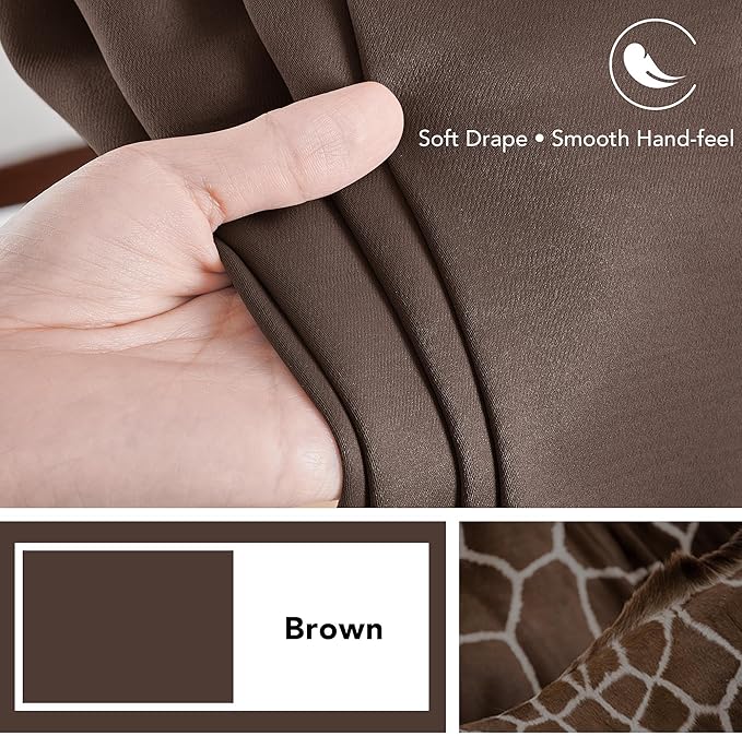 Deconovo Blackout Curtains, Thermal Insulated, W70 x L84 2 Panels, Back Tab, Machine Washable, Room-Darkening Drapes for Bedroom/Living Room Brown