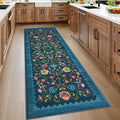 GarveeHome Floral Rug 2.5x8 Runners for Hallways, Boho Kitchen Runner Rugs Non Slip Bath Runners, Vintage Washable Runner Rug for Bedroom, Soft Long Rugs for Entryway Bathroom Laundry Dorm, Blue