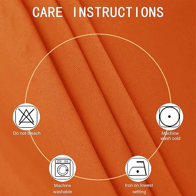 LEMOMO Blackout Curtains 52 x 84 inch/Orange Curtains Set of 2 Panels/Thermal Insulated Room Darkening Bedroom Curtains