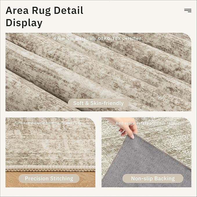 Hallway Runner Rug 3x16 - Vintage Non Slip Washable 16ft Kitchen Runner for Entrance Soft Long Carpet Runners for Living Room Bedroom Dining Room, Brown