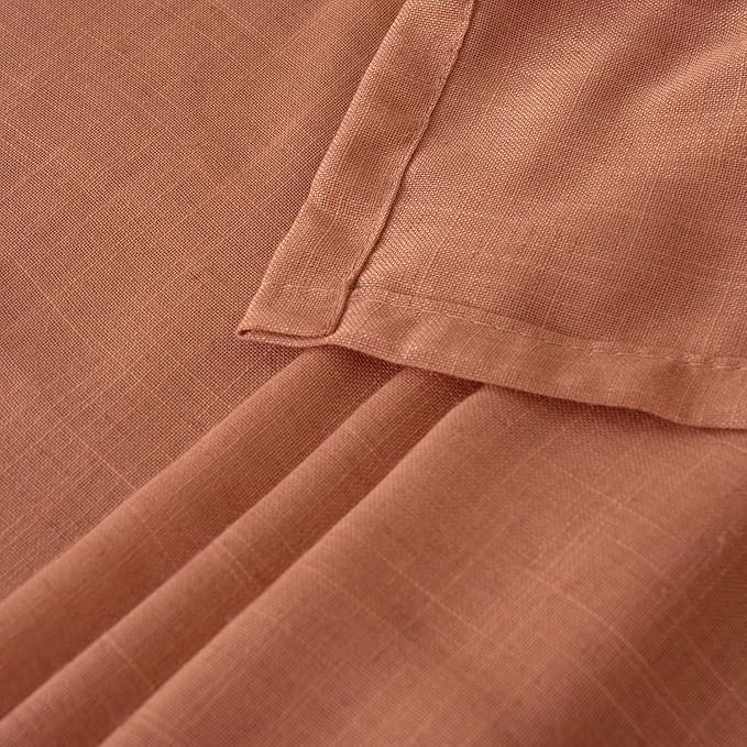 BGment Terracotta Linen Curtains for Living Room 84 Inch Length, Semi Sheer Lightweight Rustic Country Window Drapes Textured for Bedroom Farmhouse Decor Rod Pocket, 2 Panels Set, Each 38 Inch Wide