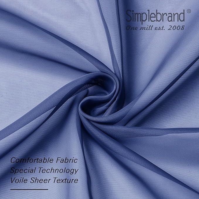 Simplebrand Royal Blue Sheer Curtains 63 Inch Length 2 Panels, Rod Pocket Solid Color Window Sheer Curtain Panels, Elegant Curtains & Drapes for Living Room, Bedroom (Royal Blue, 42" W x 63" L)