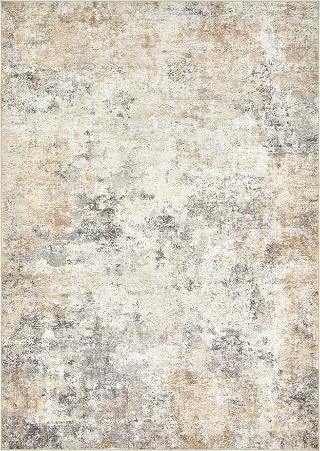 UERMEI 10x14 Area Rug Living Room Rugs - Washable Neutral Modern Abstract Soft Thin Large Rug Indoor Floor No Slip Rug Carpet for Bedroom Under Dining Table Home Office Decor - Golden Grey