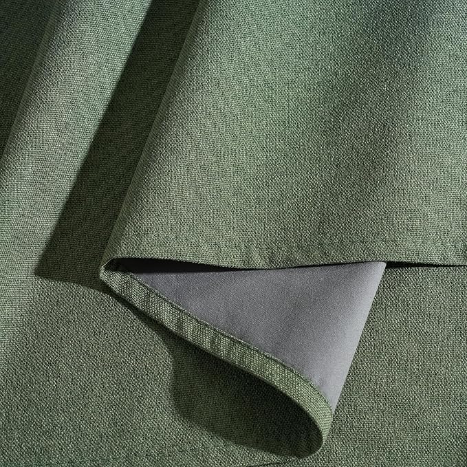 RYB HOME Forest Green 100% Blackout Linen Curtains 96 Length 52 Width, Privacy Assurd & Thermal Insulated Drapes for Bedroom/Sliding Door, Rod Pocket&Back Tab Modern Fashion Style, 2 Panels